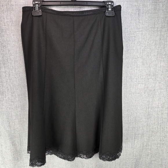 The Limited Dresses & Skirts - Vtg 90s Limited SZ 4 Black Midi A-Line Skirt Y2K Lace Hem Lined Office Siren